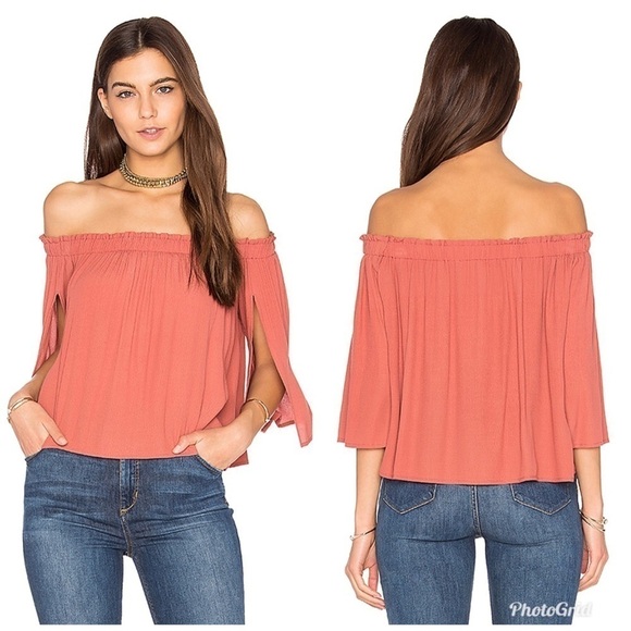 ASTR Annabelle Off The Shoulder Orange Blouse Top - Picture 1 of 8